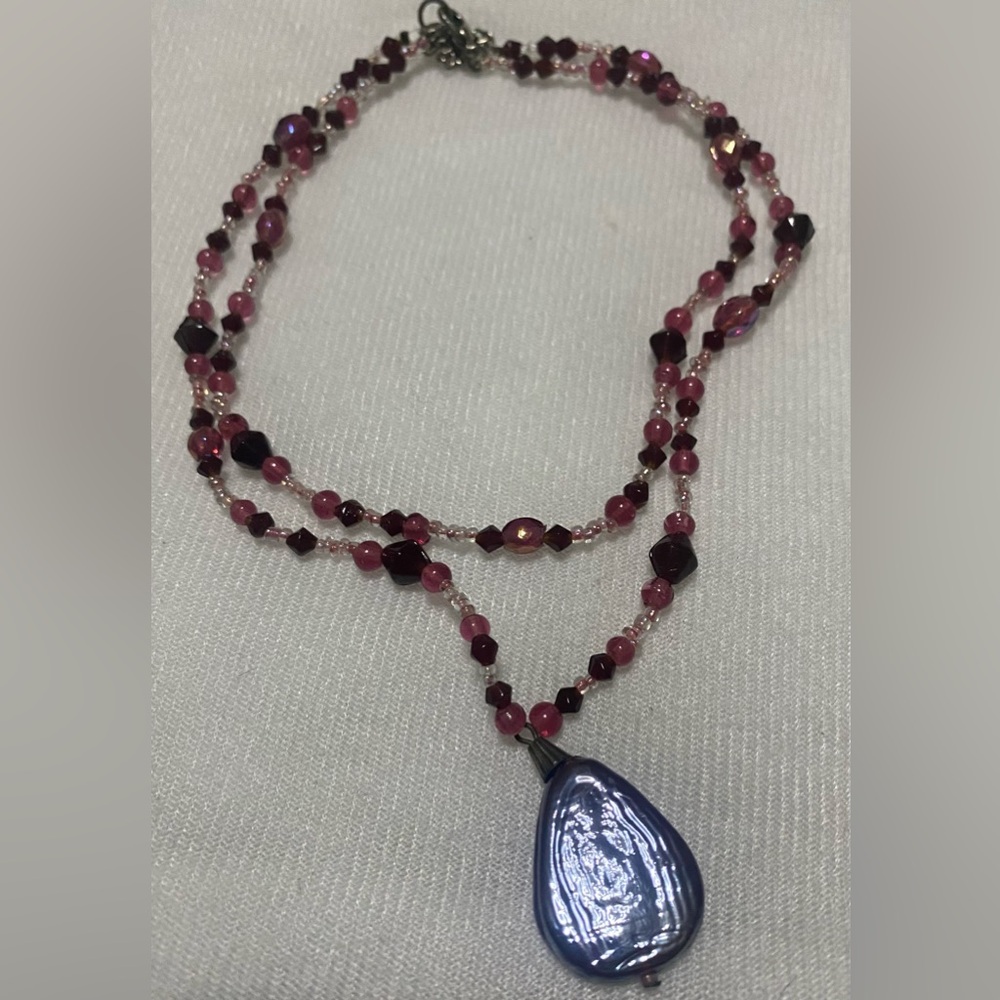 ✨Vintage Venetian glass✨ Purple Double-Strand Necklace with Pendant
